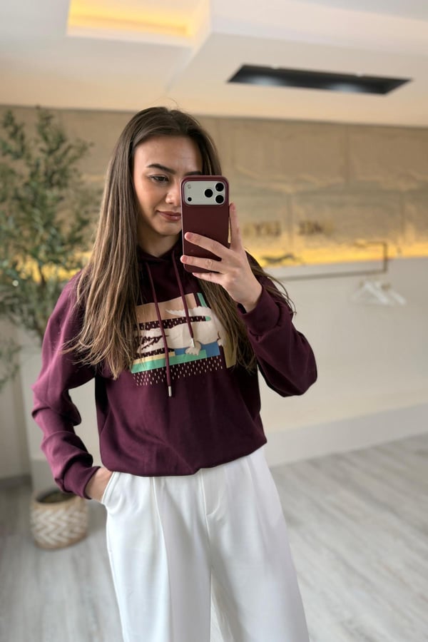 LCS Kapüşonlu Sweat Bordo