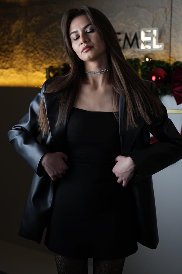 siyah deri blazer ceket