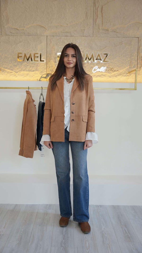Taba Süet Blazer Ceket