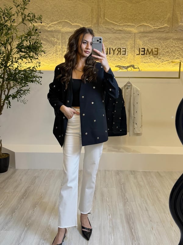 Zımba Detaylı Blazer Ceket