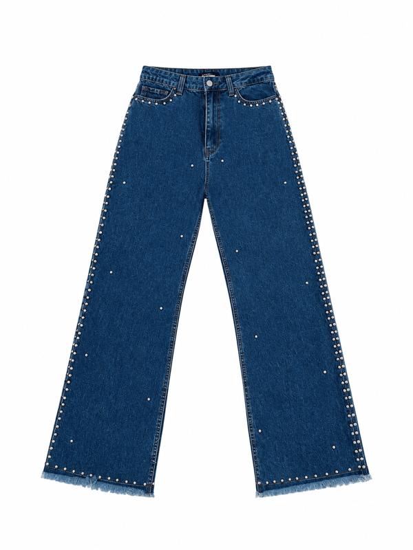 Zımba Detaylı Denim Takım