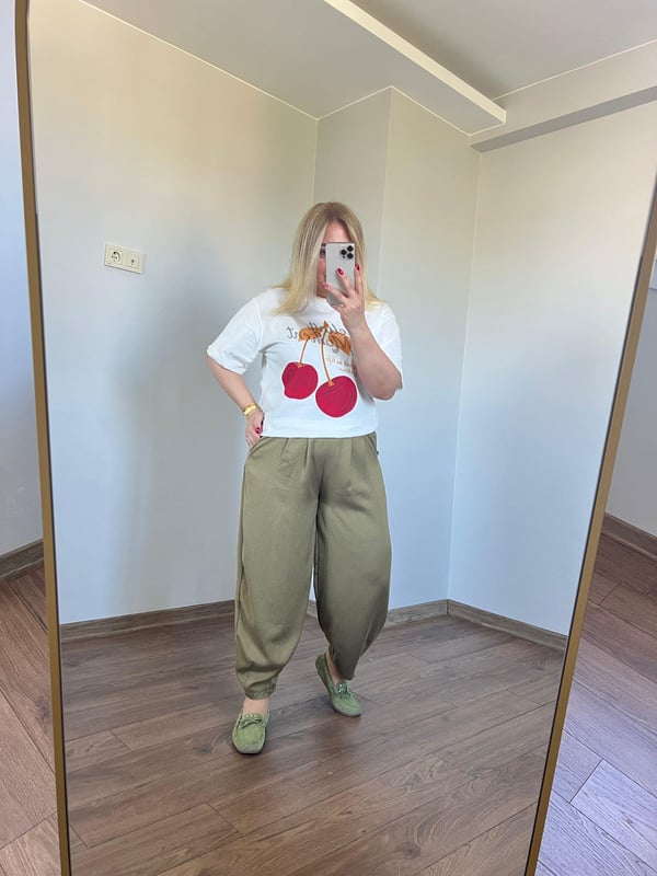 Beli Lastikli Şalvar Pantolon (Açık yeşil) 