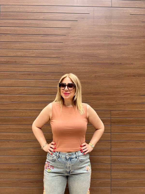 Bisiklet Yaka Kolsuz Penye Body (Açık kahve) 