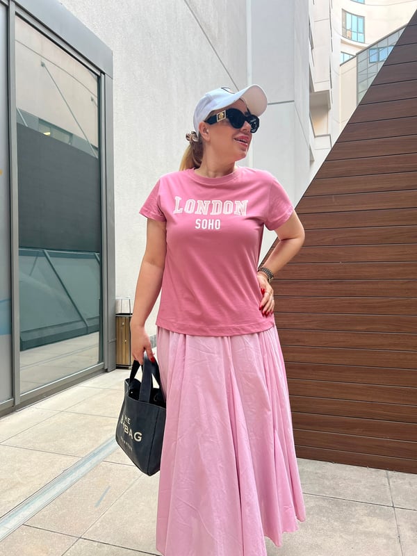 Bisiklet Yaka London Tshirt (Pembe)
