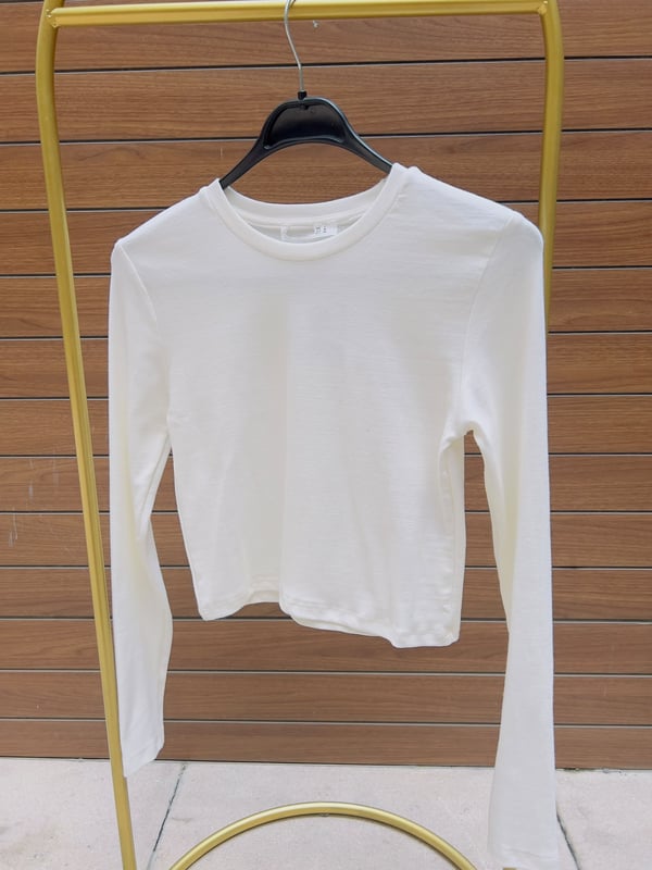 Bisiklet Yaka Uzun Kol Basic Body (beyaz) 