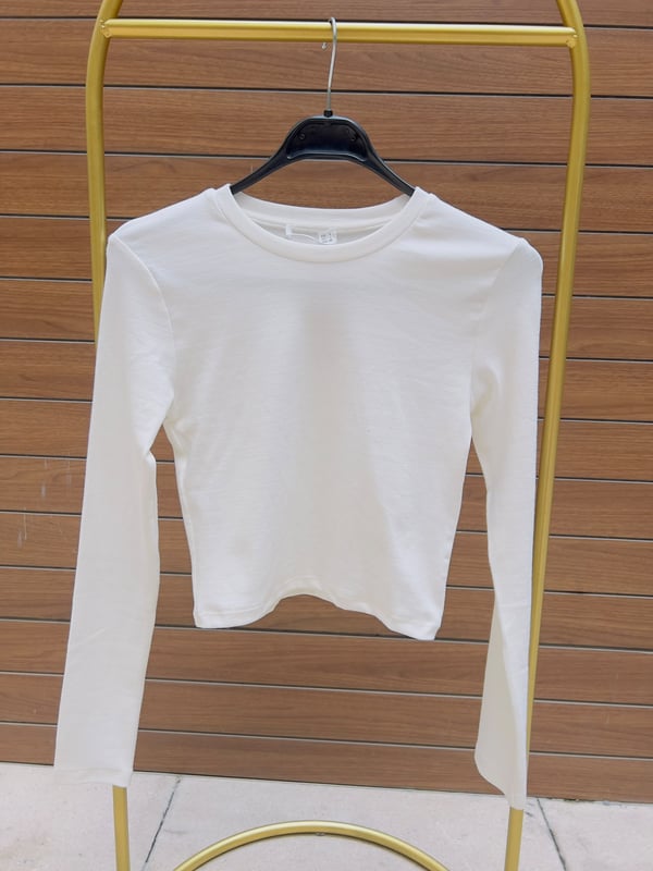Bisiklet Yaka Uzun Kol Basic Body (beyaz) 