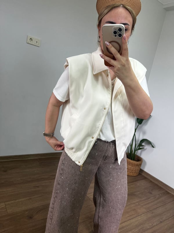 Bomber Yelek (Krem) 