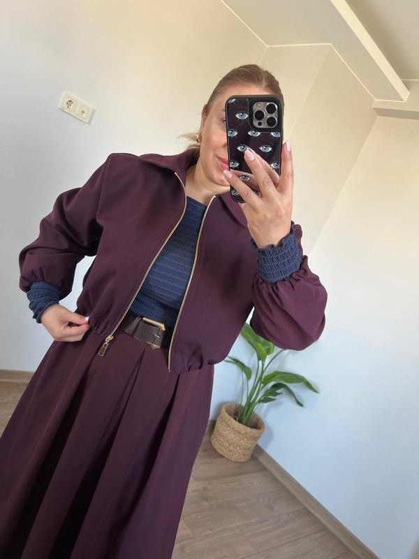 Bordo Bomber Ceket