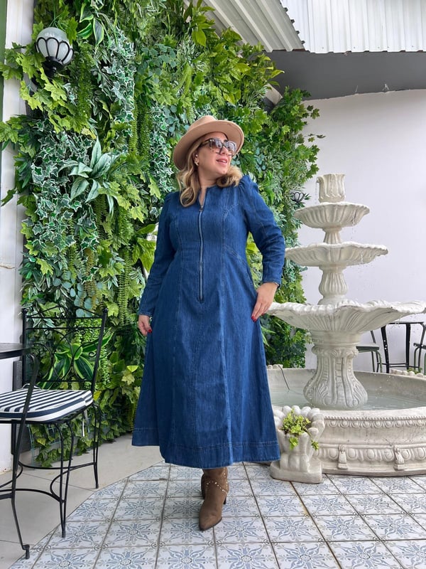 Denim Maxi Elbise 