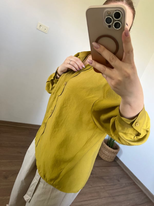 Düşük Omuzlu Oversize Gömlek (Yağyeşili) 