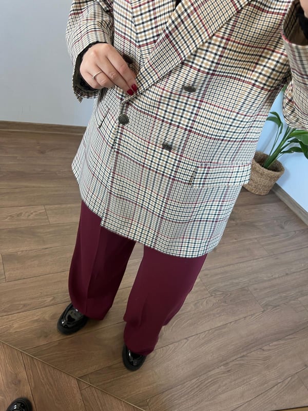 Ekose Desen Blazer Ceket