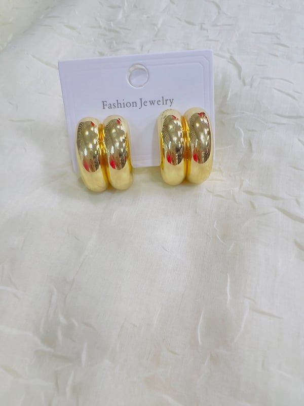 İkili Görünümlü Halka Küpe (Gold) 