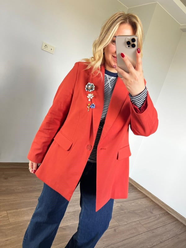İnce Kumaş Blazer Ceket (Kiremit) 