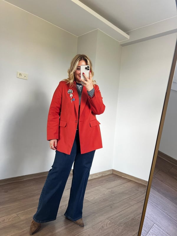 İnce Kumaş Blazer Ceket (Kiremit) 