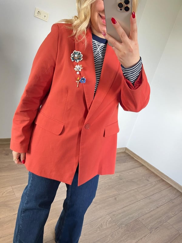 İnce Kumaş Blazer Ceket (Kiremit) 