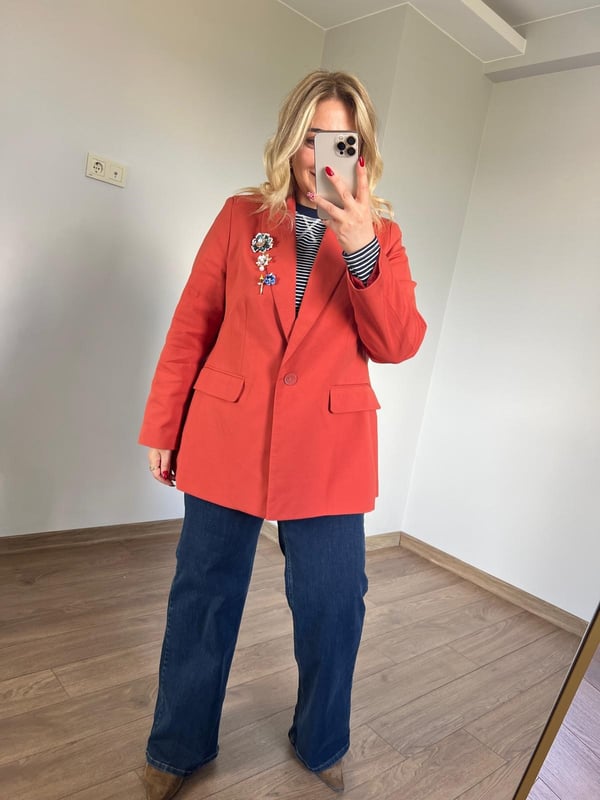 İnce Kumaş Blazer Ceket (Kiremit) 