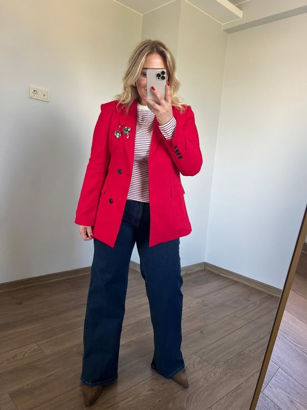 İnce Kumaş Blazer Ceket (Kırmızı) 