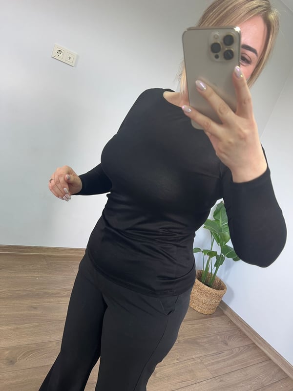 Kayık Yaka İnce Basic Bluz