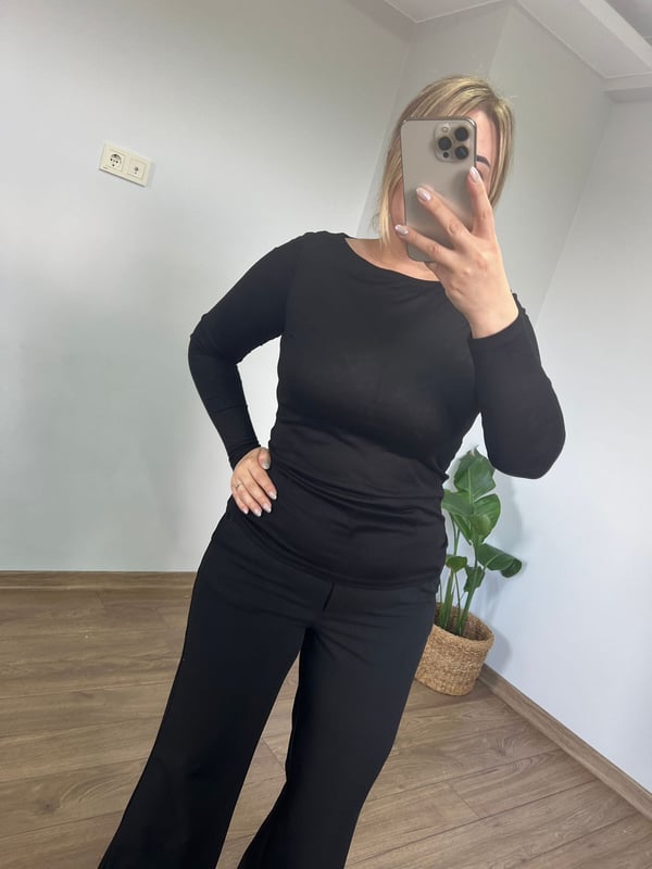 Kayık Yaka İnce Basic Bluz
