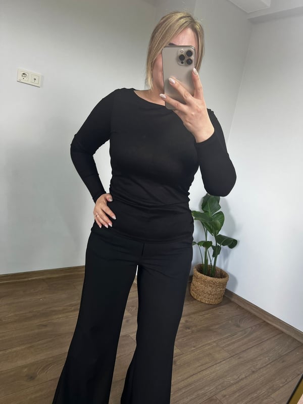 Kayık Yaka İnce Basic Bluz