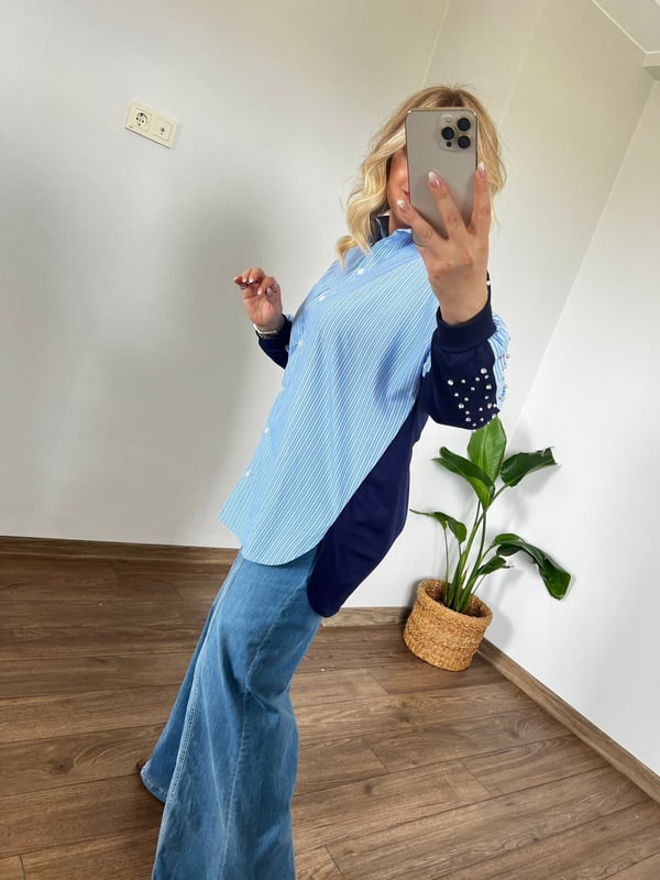 Kolları Taş Detaylı Gömlek Sweat 