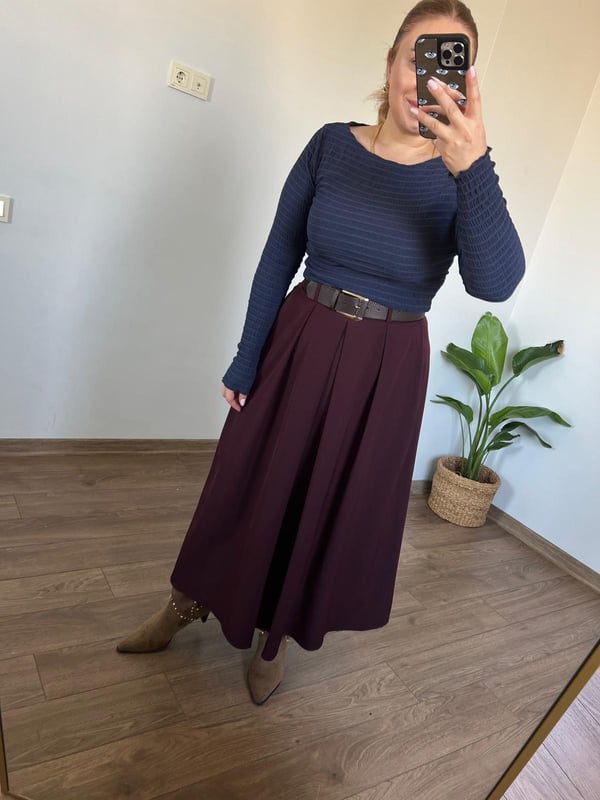 Lacivert Yeşili Kayık Yaka Basic Body