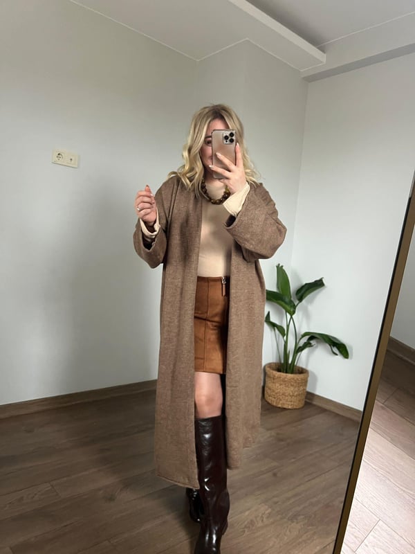 Maxi Triko Hırka (Camel) 