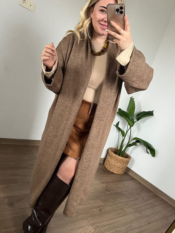 Maxi Triko Hırka (Camel) 
