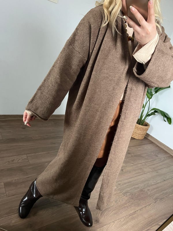 Maxi Triko Hırka (Camel) 