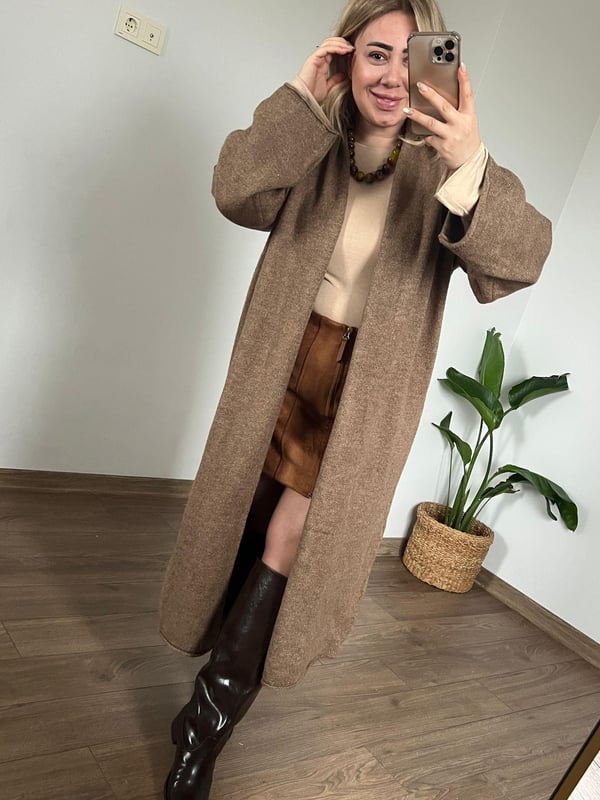 Maxi Triko Hırka (Camel) 