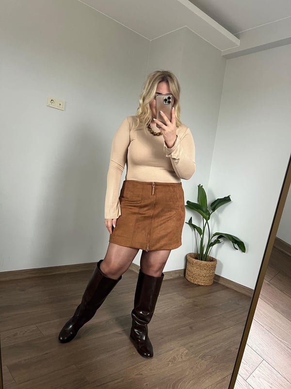 Mini Süet Etek (Taba) 