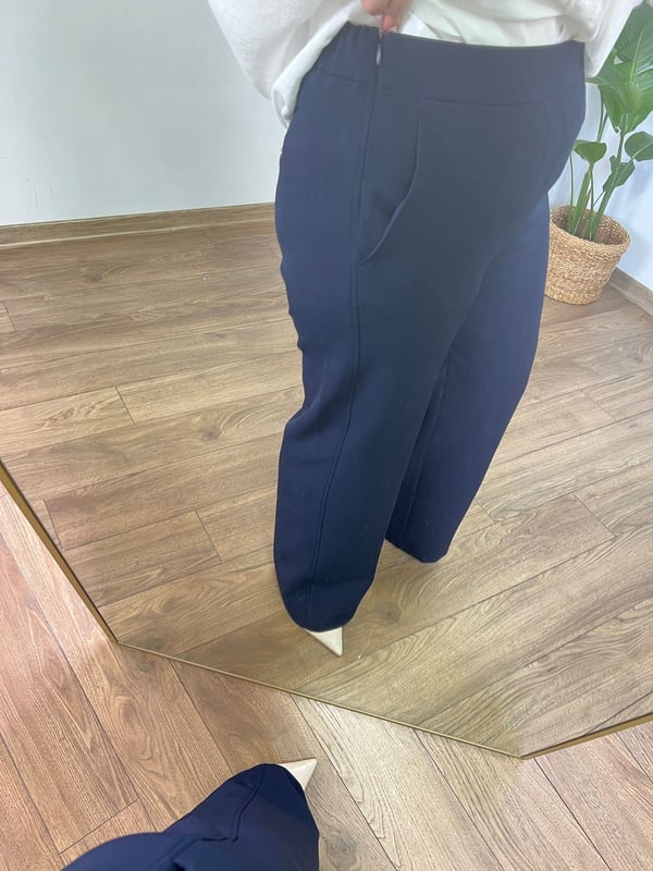 Orijinal Marka Arka Beli Lastikli  Geniş Paça Pantolon (Lacivert) 