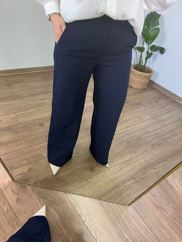 Orijinal Marka Arka Beli Lastikli  Geniş Paça Pantolon (Lacivert) 