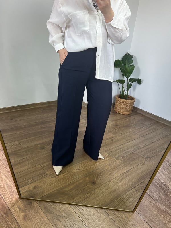 Orijinal Marka Arka Beli Lastikli  Geniş Paça Pantolon (Lacivert) 