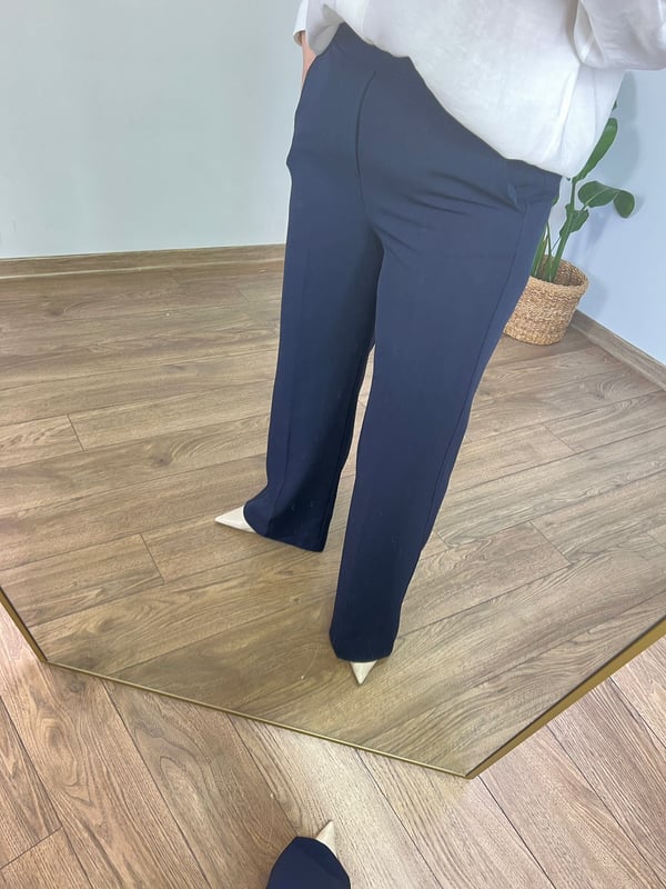 Orijinal Marka Arka Beli Lastikli  Geniş Paça Pantolon (Lacivert) 