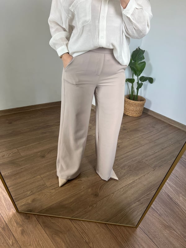 Orijinal Marka Arka Beli Lastikli  Geniş Paça Pantolon (Taş rengi) 