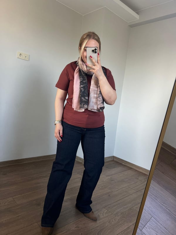 Orijinal Marka  Bisiklet Yaka Basic Tshirt (Kahve)