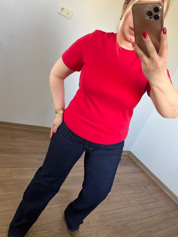 Orijinal Marka  Bisiklet Yaka Basic Tshirt (Kırmızı)