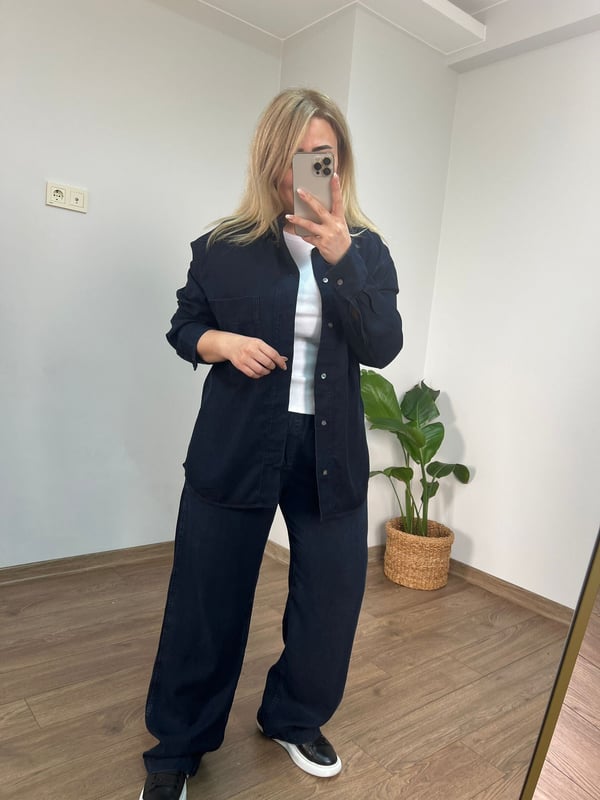 Orijinal Marka İnce Doku Denim Pantolon (Lacivert) 
