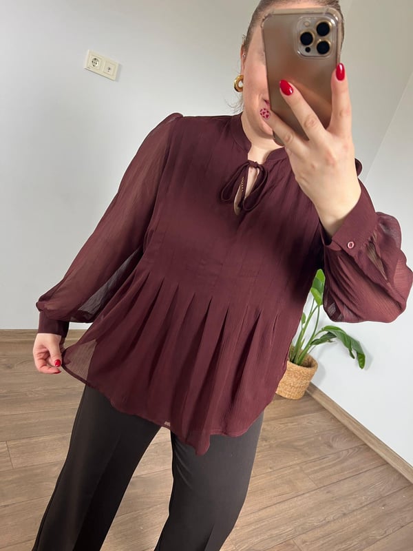 Orijinal Marka Şifon Gömlek Bordo) 