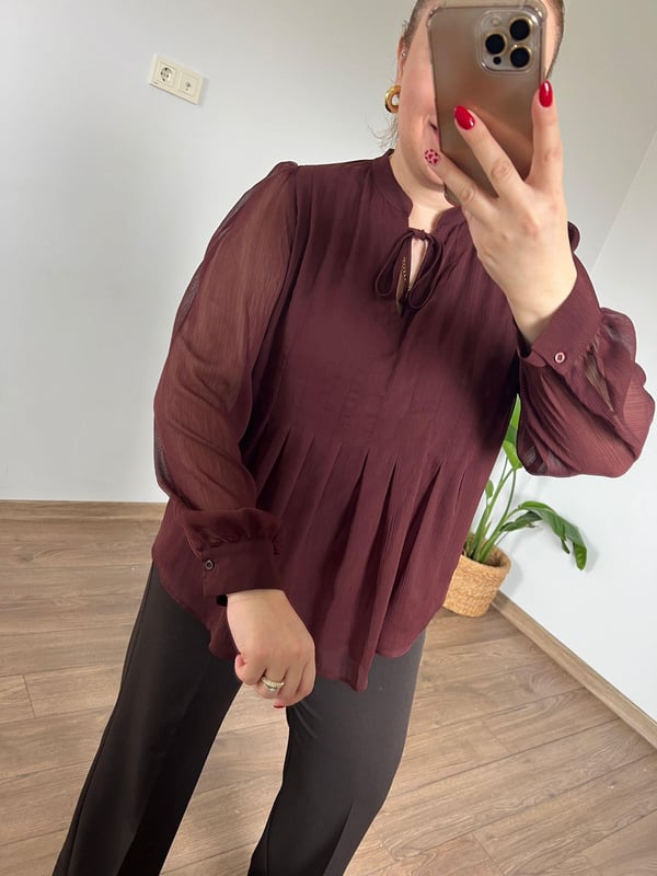 Orijinal Marka Şifon Gömlek Bordo) 