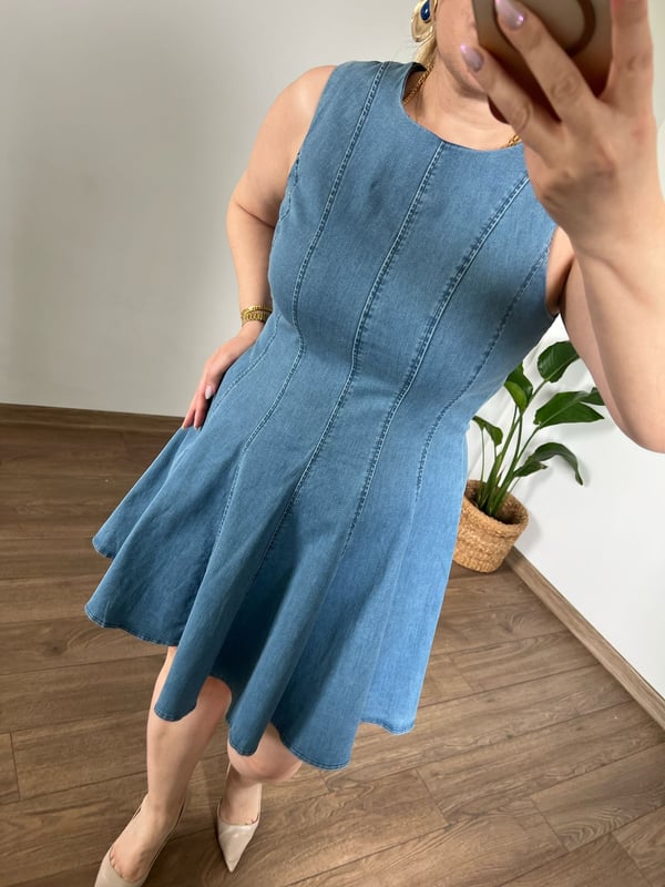 Orijinal Marka Volanlı Jean Elbise 