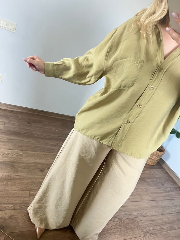 Oversize STD Beden Tansel Gömlek (Yağ yeşili ) 