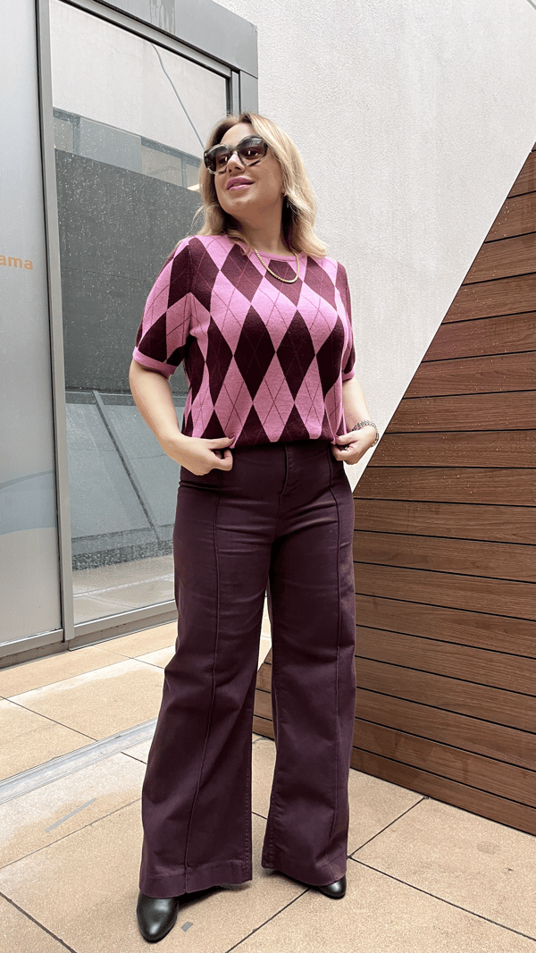 Palazzo Model Denim Pantolon  (mor)