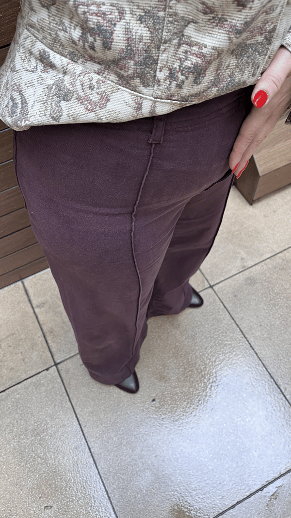 Palazzo Model Denim Pantolon  (mor)