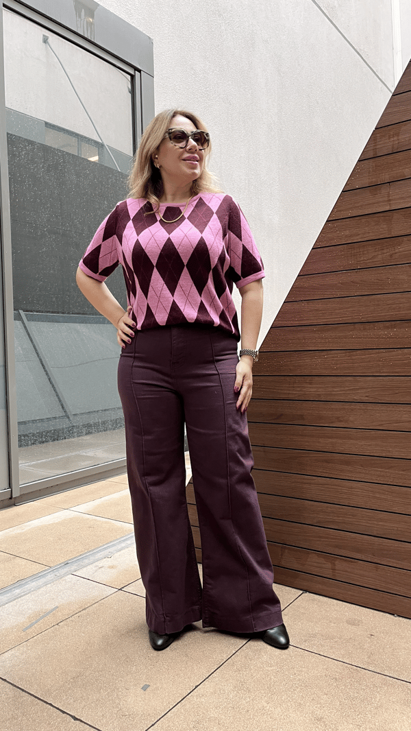Palazzo Model Denim Pantolon  (mor)