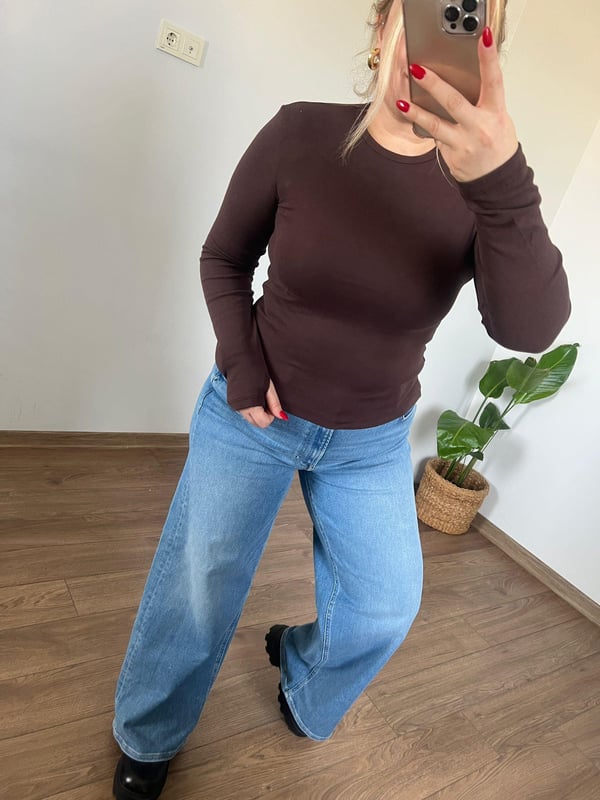 Parmak Geçmeli Bisiklet Yaka Basic Body (Kahve)