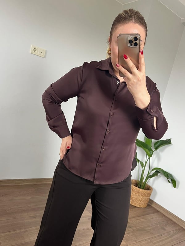 Saten Gömlek (Kahve) 