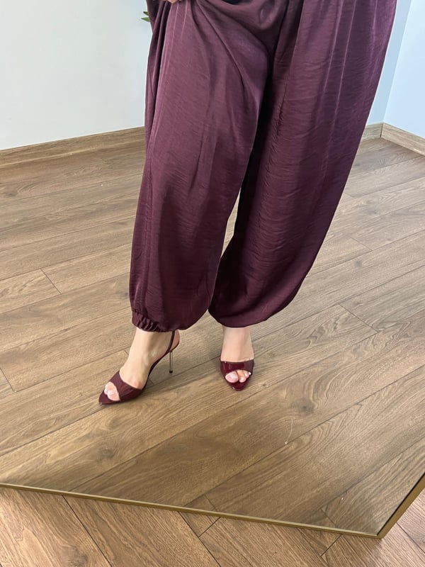 Saten Salvar Pantolon (Bordo) 