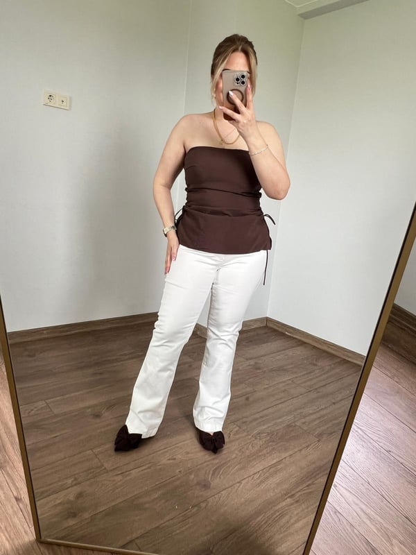 Straplez Tansel Kumaş Bluz 